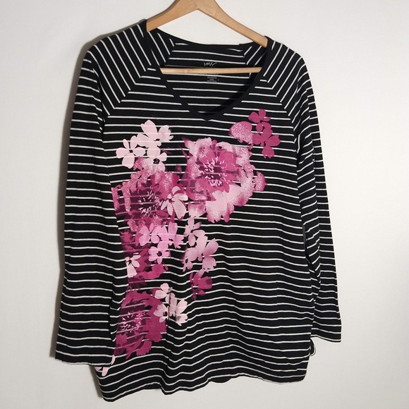 Just My Size Tops - Just My Size Black & White Long Sleeved Tee